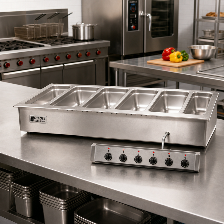 Product image #2 for Eagle SGDI-6-240T Six-Well Electric Drop-In Hot Food Unit