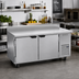 Thumbnail image #2 for Beverage-Air 67-Inch Two-Section Worktop Freezer with Solid Doors, Side-Mounted Self-Contained Refrigeration, and 4-Inch Backsplash