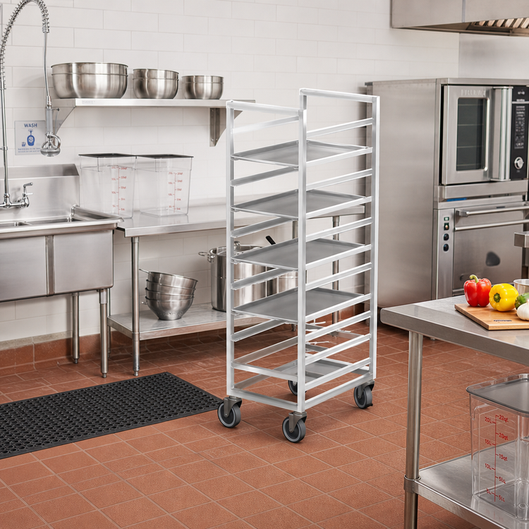 Product image #2 for Channel Standard Series Single-Section Aluminum Cafeteria Tray Rack, End Load, 64 Inch High, 18-Tray Capacity