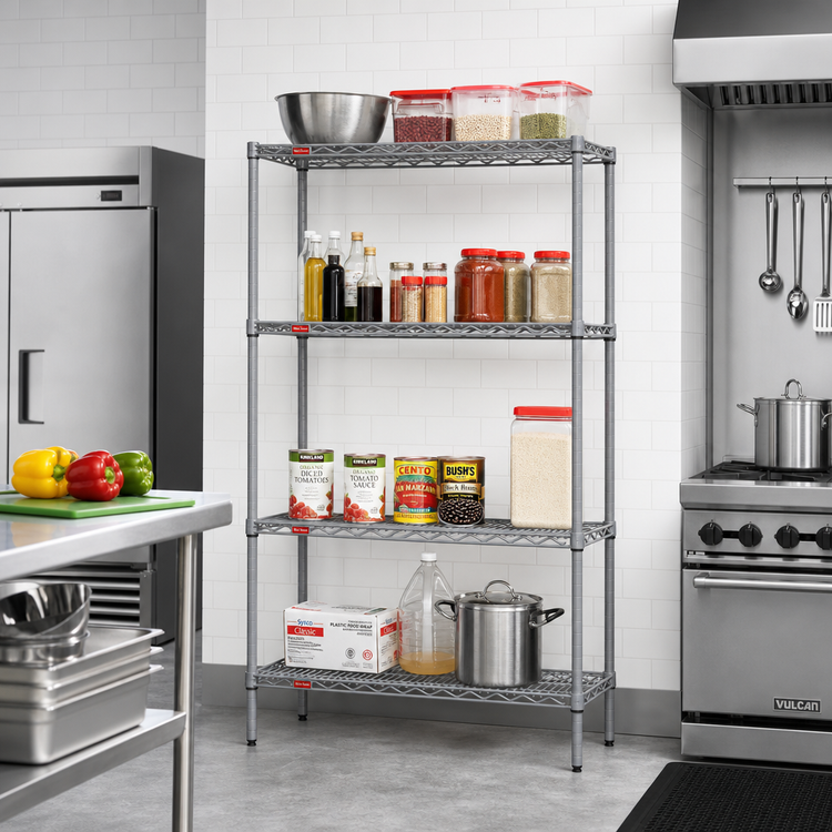 Product image #2 for Valu-Master 4-Tier Stationary Starter Wire Shelving Unit, 30 x 24 x 63 Inches, Pewter Gray Epoxy Finish