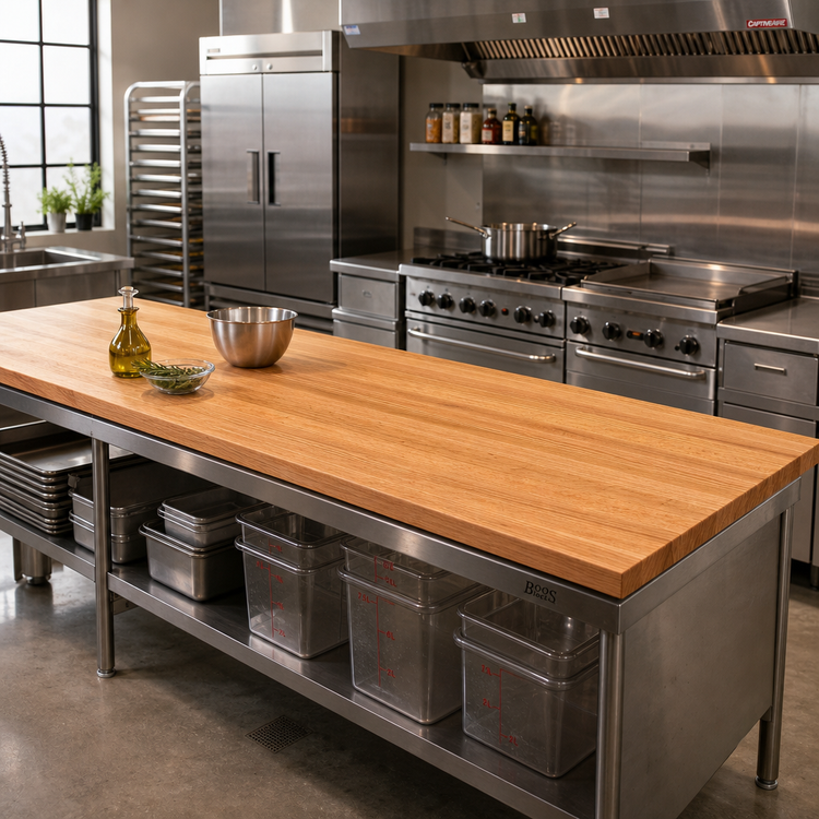 Product image #2 for John Boos Appalachian Red Oak Island Countertop, 96 x 27 x 1-1/2 Inch, Varnique Finish
