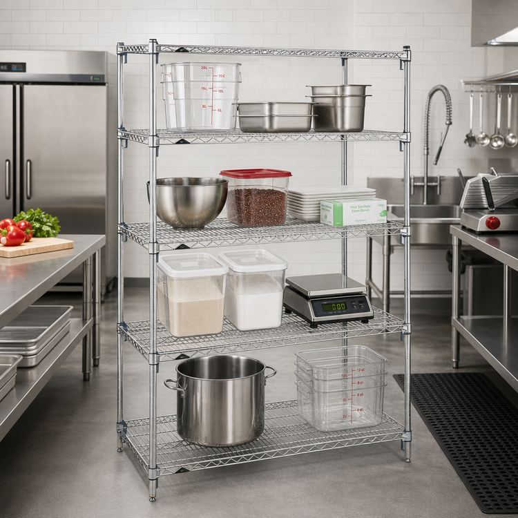 Product image #2 for Metro Super Erecta Super Adjustable Chrome Plated Wire Shelving Starter Unit, 42W x 24D x 74H, 5 Shelves