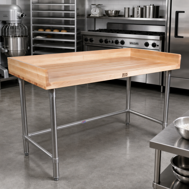 Product image #2 for John Boos DSB10 Bakers' Top Work Table with Northern Hard Rock Maple Top and Stainless Steel Base