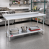 Thumbnail image #2 for Duke 24-Inch Wide x 120-Inch Long 14-Gauge Stainless Steel Work Table with 1-1/8-Inch Straight Riser and Galvanized Undershelf