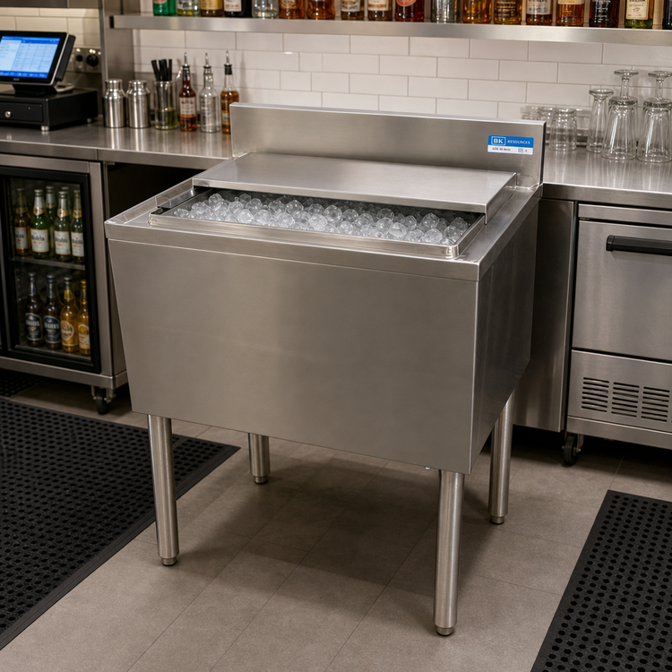 Product image #3 for BK Resources 36-Inch Insulated Underbar Stainless Steel Ice Bin with 8-Circuit Aluminum Cold Plate, 100 lb Capacity