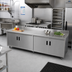 Thumbnail image #2 for Advance Tabco Special Value Series Cabinet Base Enclosed Work Table, 84 x 30 Inches, 304 Stainless Steel Top, 5-Inch Backsplash