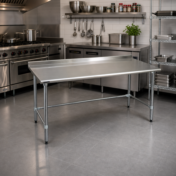Product image #2 for BlendPort Deluxe Series 30-Inch x 30-Inch Stainless Steel Work Table with Rear Upturn and Galvanized Tubular Base