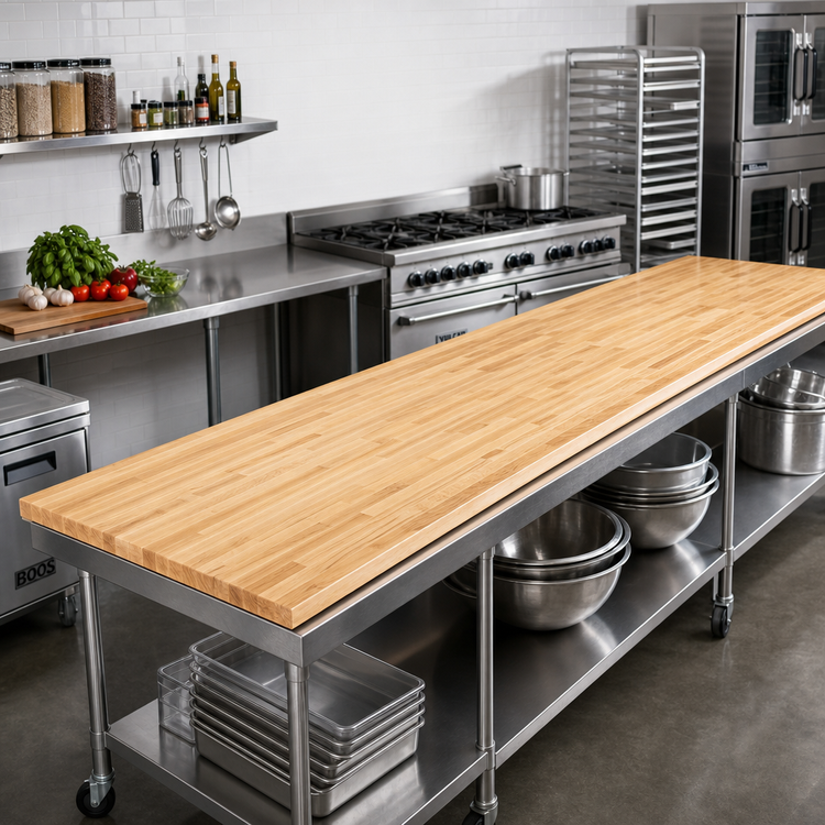 Product image #2 for Boos Block Northern Hard Rock Maple Blended Edge Grain Kitchen Countertop, 120"W x 27"D x 1-1/2" Thick, Oil Finish