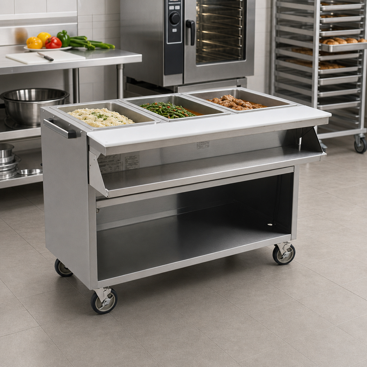 Product image #2 for Spec-Master SPHT4OB-208-3 4-Well Mobile Electric Hot Food Table with Open Base