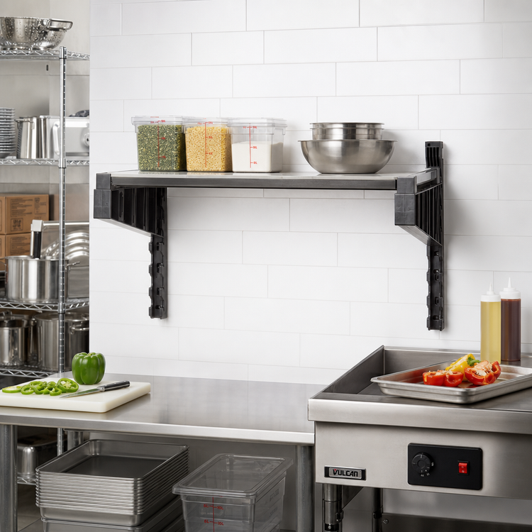 Product image #2 for Cambro Camshelving Elevation 21 x 42-Inch Solid Wall-Mounted Shelf Kit, Brushed Graphite