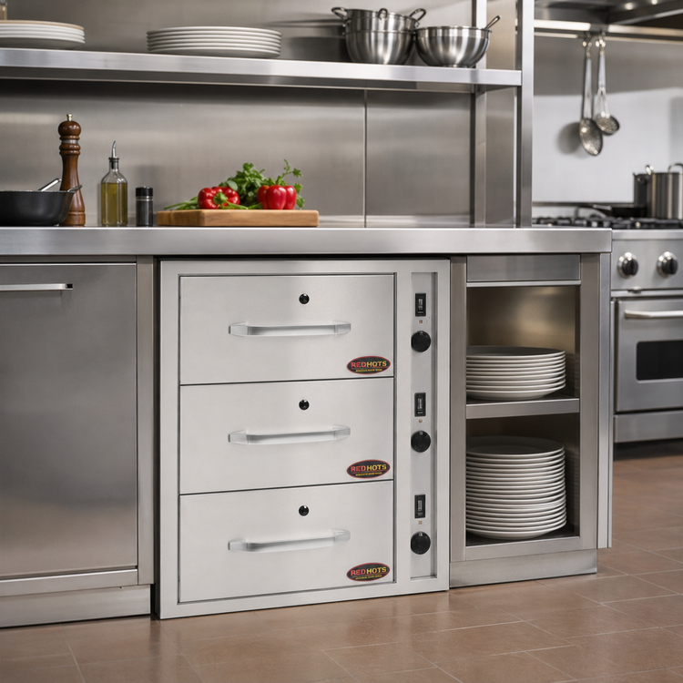 Product image #2 for RedHots DWW-3BI-240 Built-In 3-Drawer Warming Drawer