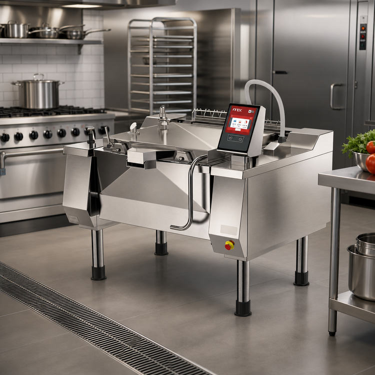 Product image #2 for Betterpan UDBRG029AV1 29 Gallon Gas Tilting Skillet Pressure Braising Pan with Touch Screen Controls