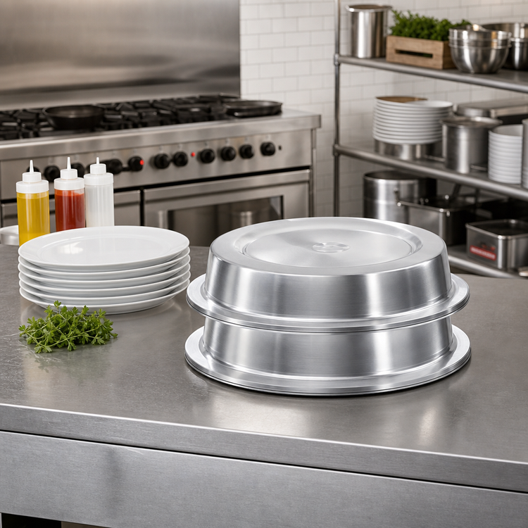 Product image #2 for Custom Round Stainless Steel Plate Cover for 12-1/16 Inch to 12-3/4 Inch Plates