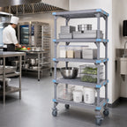 Thumbnail image #2 for Quantum Millenia QPM212462VS-4 4-Shelf Mobile Polymer Shelving Starter Unit, 24 x 21 x 62 Inches, Gray
