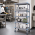 Thumbnail image #2 for Millenia 4-Shelf Mobile Polymer Shelving Starter Unit, 24 x 21 x 62 Inches, Gray