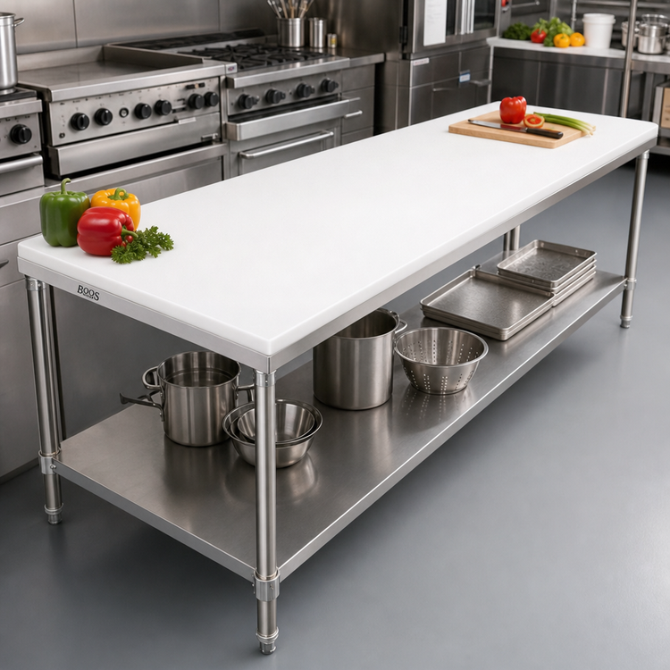 Product image #2 for John Boos 96-Inch x 24-Inch Reversible Poly Work Table Top, 1-Inch Thick Replacement Top