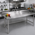 Thumbnail image #2 for John Boos Stallion Stainless Steel Work Table, 120-Inch x 30-Inch, with 5-Inch Backsplash and Safety Edge Front