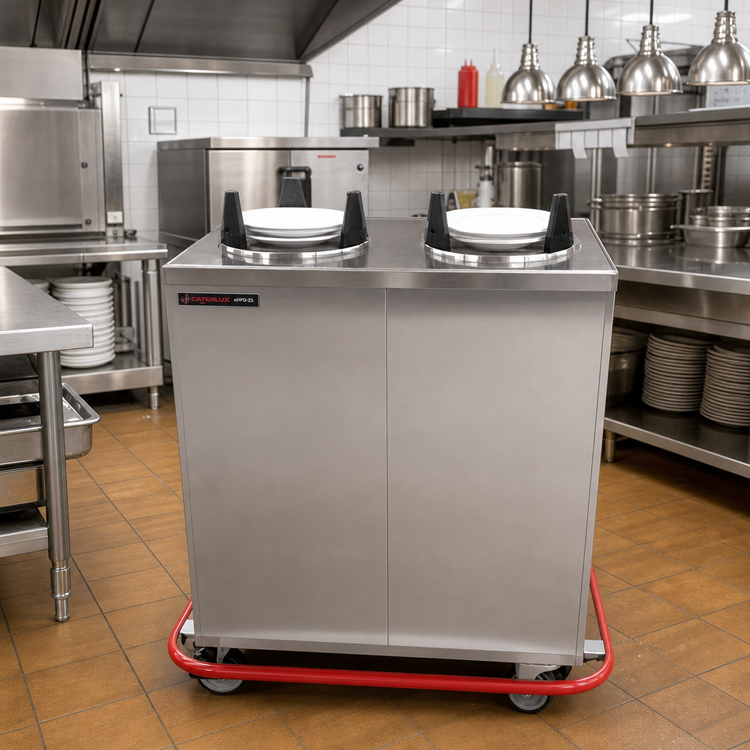 Product image #2 for Enclosed Heated Plate Dispenser Cart for 12-Inch Round Plates, 2-Silo, Stainless Steel