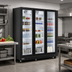 Thumbnail image #2 for Omcan Black 3-Section Glass Door Refrigerated Merchandiser, 53 Cu. Ft., 72-Inch Wide
