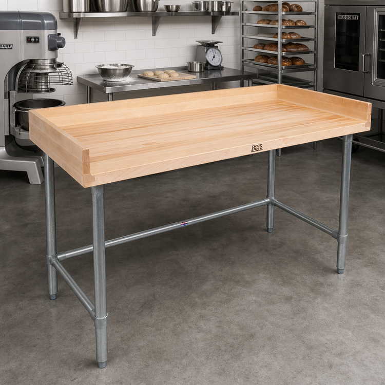 Product image #2 for John Boos DNB15 72 Inch x 36 Inch Bakers' Table with 1-3/4 Inch Northern Hard Rock Maple Top and Galvanized Base