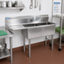 Thumbnail image #2 for BK Resources Two-Compartment Stainless Steel Sink with Left Drainboard, 24 x 24 x 14 Bowls
