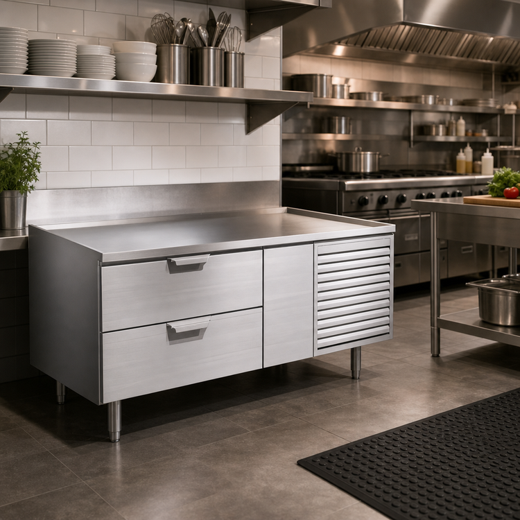 Product image #2 for La Rosa 54-Inch One-Section Self-Contained Refrigerated Equipment Stand with 2 Drawers, Stainless Steel
