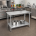 Thumbnail image #2 for Advance Tabco 48-Inch x 24-Inch Flat Top Stainless Steel Work Table with Galvanized Undershelf and Legs