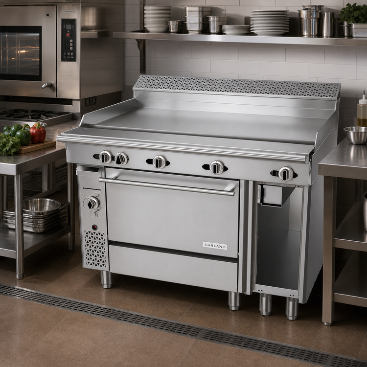 Product image #2 for Garland Cuisine Series 48-Inch Heavy Duty Gas Griddle Top Range with Valve-Controlled Griddle and Convection Oven