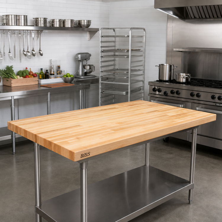 Product image #2 for Boos Block Northern Hard Rock Maple Kitchen Countertop with Blended Rails and Edge Grain Construction, 60 x 42 x 1-1/2 Inch, Varnique Finish