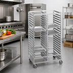 Thumbnail image #2 for Channel Manufacturing 467A3 Double Section Aluminum Cafeteria Tray Rack, 20-Tray, 15 x 20-Inch Trays, 5-Inch Spacing, 36-Inch Height