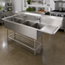 Thumbnail image #2 for John Boos Pro-Bowl 4-Compartment Stainless Steel Sink with 24-Inch Right Drainboard, 18 x 18 x 12 Bowls