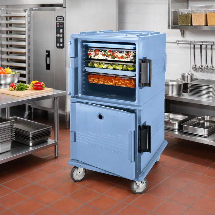 Product image #3 for Cambro Ultra Camcart Double-Compartment Front-Loading Insulated Food Pan Carrier, 120 Qt., Heavy-Duty 6-Inch Casters