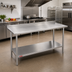 Thumbnail image #2 for Duke 48 x 36 16-Gauge 400 Series Stainless Steel Work Table with 1-1/8-Inch Straight Riser and Stainless Undershelf