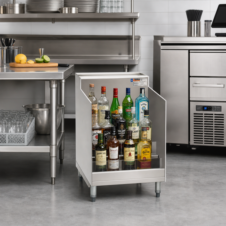 Product image #2 for Eagle Group 1800 Series Lower-Tier Freestanding Liquor Bottle Display Unit, 24 Inch W x 19-1/2 Inch D, 4-Step