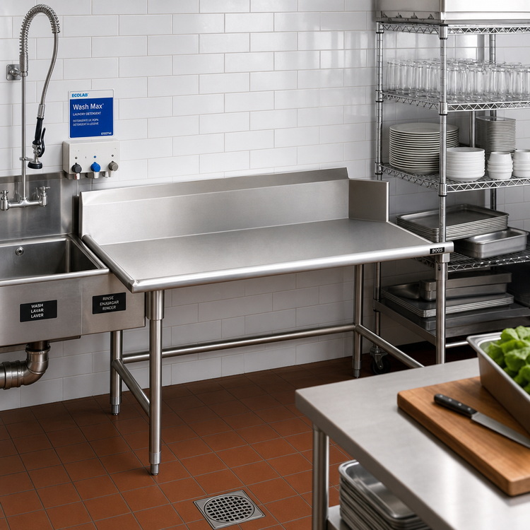 Product image #2 for John Boos Pro-Bowl 60-Inch Straight Clean Dishtable, Right-to-Left, 14-Gauge Stainless Steel