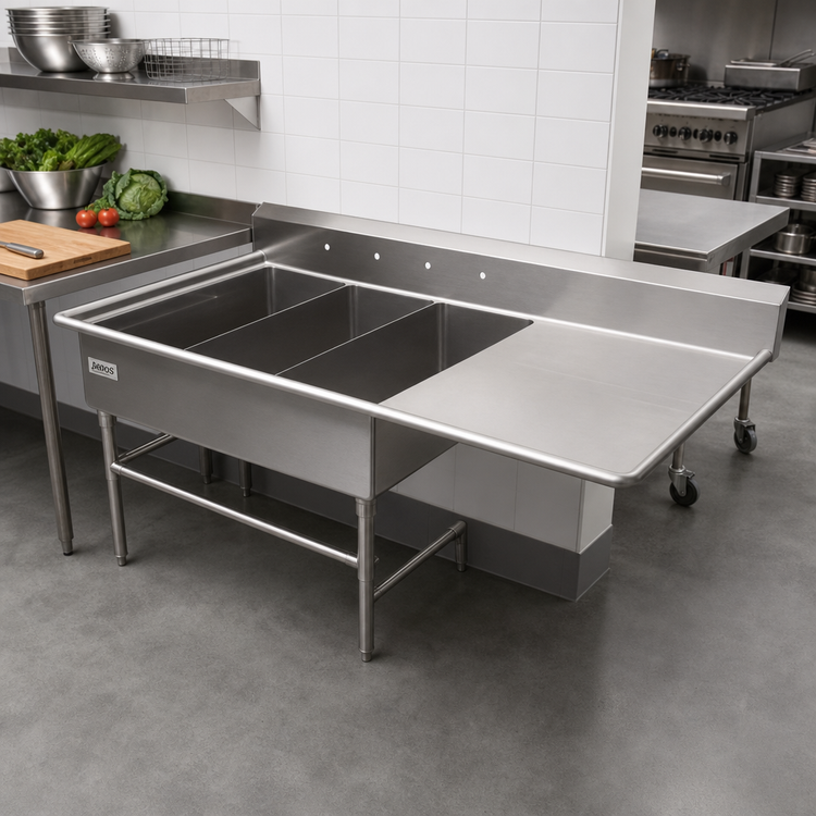 Product image #2 for John Boos Pro-Bowl 3-Compartment Platter Sink with Right Drainboard