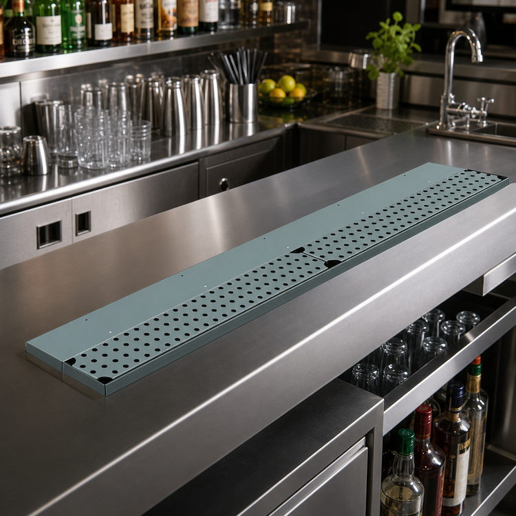 Product image #2 for Advance Tabco 24-Inch Stainless Steel Bar Drink Rail with Removable Grate