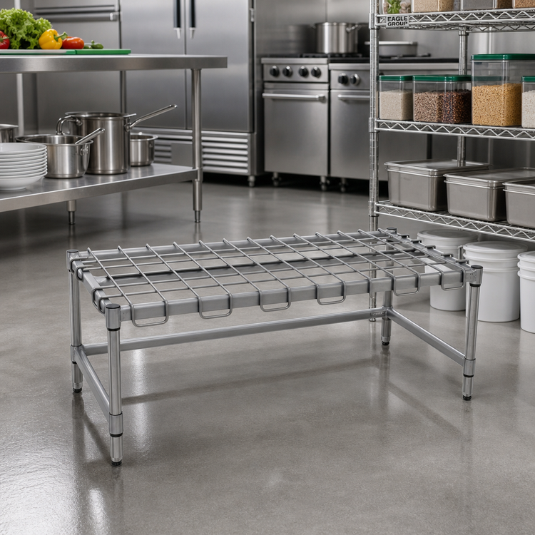 Product image #2 for Eagle Group Stationary Stainless Steel Wire Dunnage Rack with Removable Wire Assembly, 48 x 24 x 14 Inches, 1300 lb Capacity