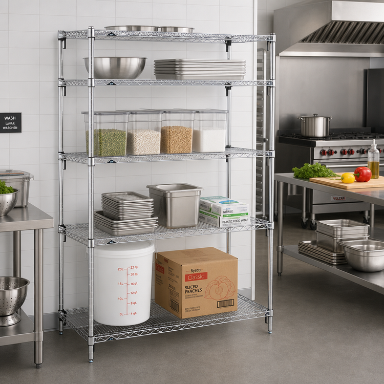 Product image #2 for Metro Super Erecta Super Adjustable Chrome-Plated Wire Shelving Starter Unit, 48"W x 21"D x 63"H