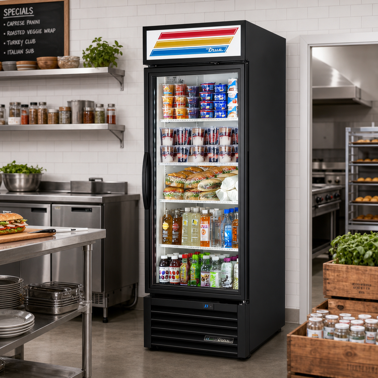 Product image #2 for True One-Section Glass Door Refrigerated Merchandiser with Health Safety Timer