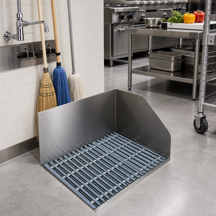 Product image #2 for Advance Tabco Flush-With-Floor Mop Sink with 10-Inch Deep Bowl and Removable Fiberglass Grating