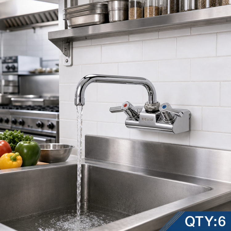 Product image #2 for Equip 4-Inch Center Wall-Mount Commercial Faucet with 6-Inch Gooseneck Swing Nozzle and Lever Handles