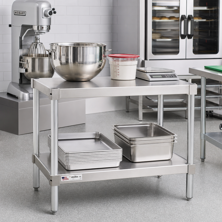Product image #2 for Stationary Aluminum Equipment Stand with 2 Adjustable Solid Shelves, 42 x 18 x 36 Inches