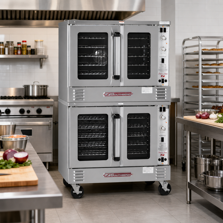 Product image #2 for Southbend Platinum Series Full-Size Double-Deck Gas Convection Oven with Independent Doors, Standard Controls, 90,000 BTU Per Deck