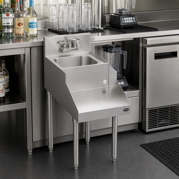 Product image #2 for Krowne Royal Series 18 Inch Wide Freestanding Underbar Blender Station with Dump Sink and Recessed Blender Shelf