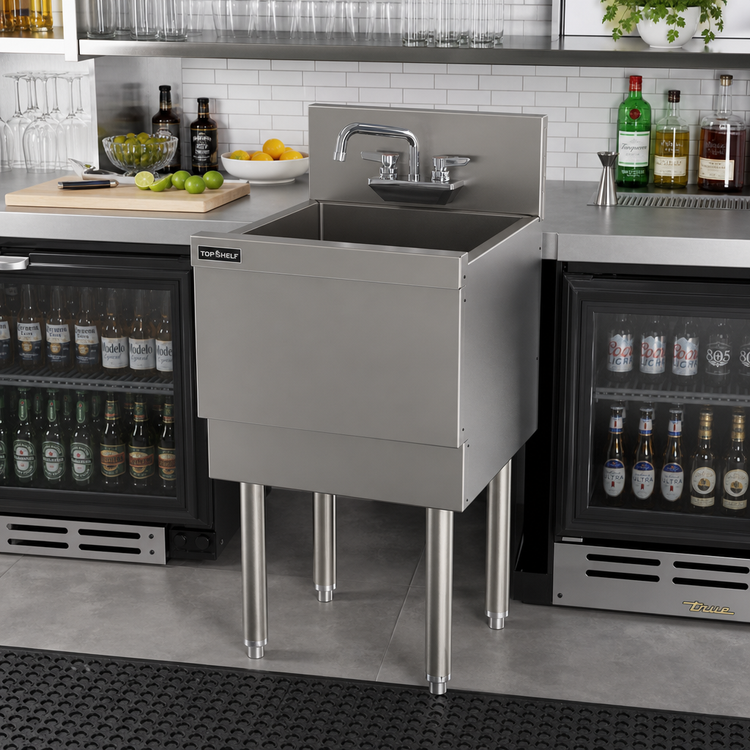 Product image #2 for Top Shelf TS Series Extra Capacity 1-Compartment Stainless Steel Underbar Sink Unit, 18 x 18-9/16 Inches