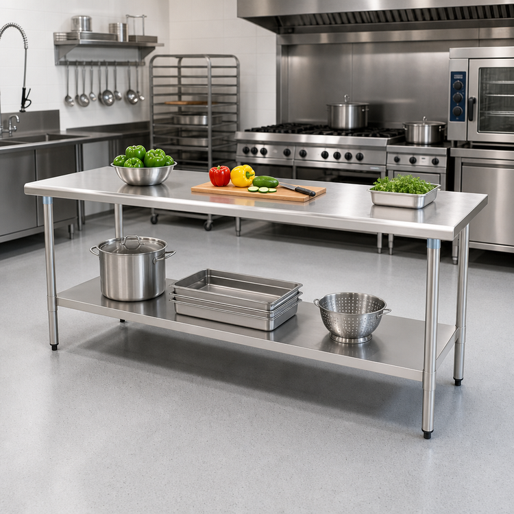 Product image #2 for Deluxe Series Stainless Steel Work Table with Adjustable Undershelf, 108 x 30 Inches