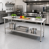 Thumbnail image #2 for Deluxe Series Stainless Steel Work Table with Adjustable Undershelf, 108 x 30 Inches