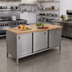 Thumbnail image #2 for John Boos Maple Top Work Table with Sliding Doors and Stainless Steel Cabinet Base, 84 x 30 Inches