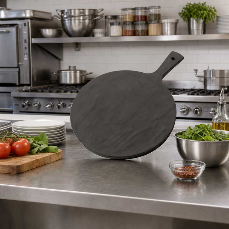 Product image #2 for American Metalcraft Black Faux Slate Melamine Round Serving Peel with Handle, 12 Inch Diameter
